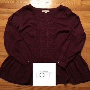 The Loft Burgundy Peplum Top size 18